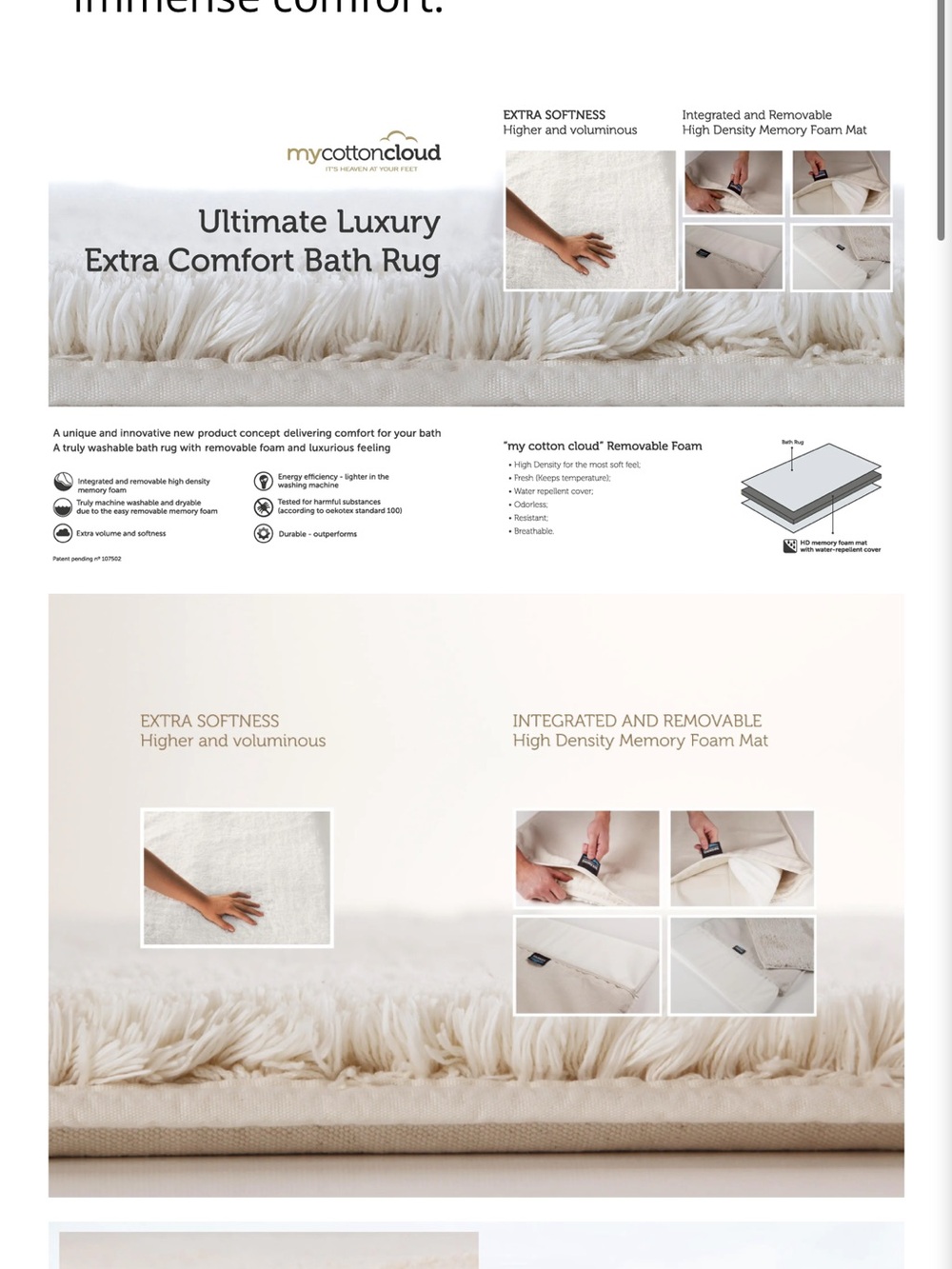 MyCottonCloud Plush White memory foam Bath Rug - Picture 3 of 4
